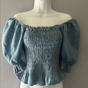 Lotus & Lavender Elastic under bust Keyhole and elastic shoulder Puff sleeves S